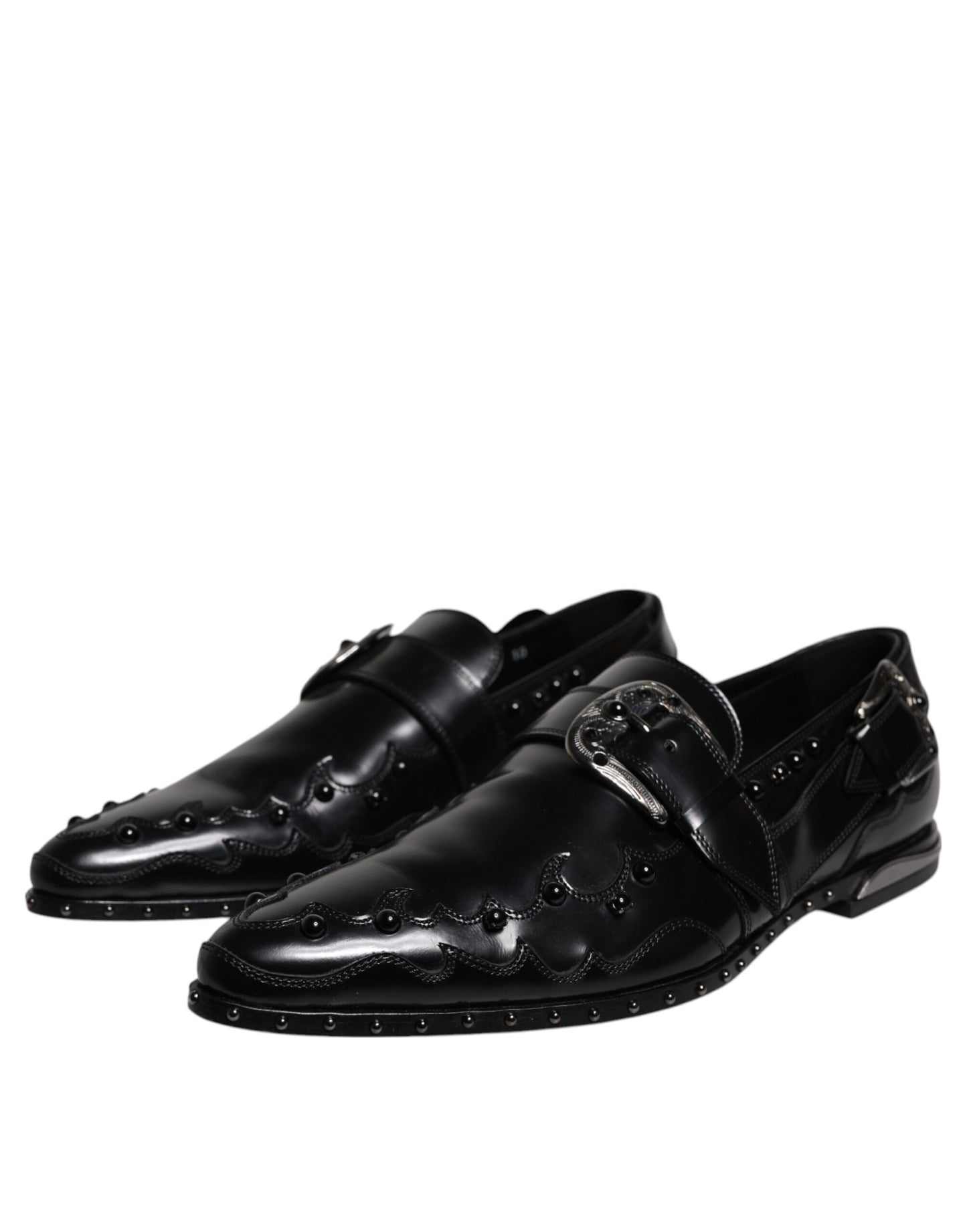 Dolce &amp; Gabbana – Schwarze, verzierte Derby-Monkstrap-Schuhe