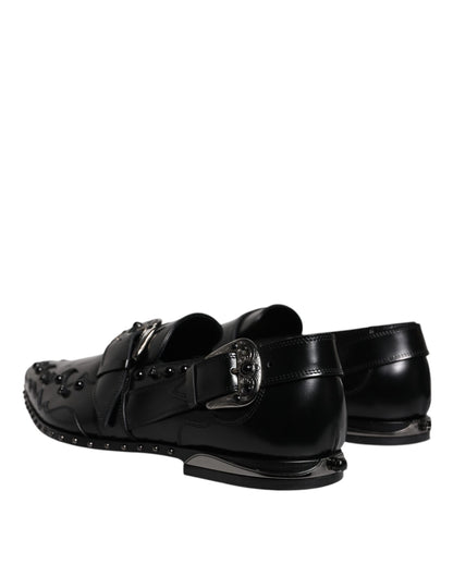 Dolce &amp; Gabbana – Schwarze, verzierte Derby-Monkstrap-Schuhe