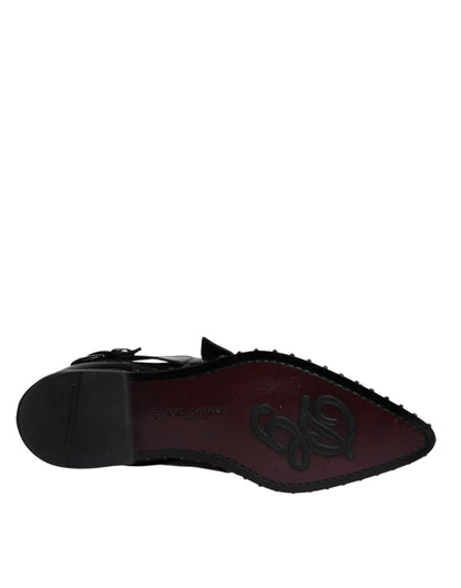 Dolce &amp; Gabbana – Schwarze, verzierte Derby-Monkstrap-Schuhe