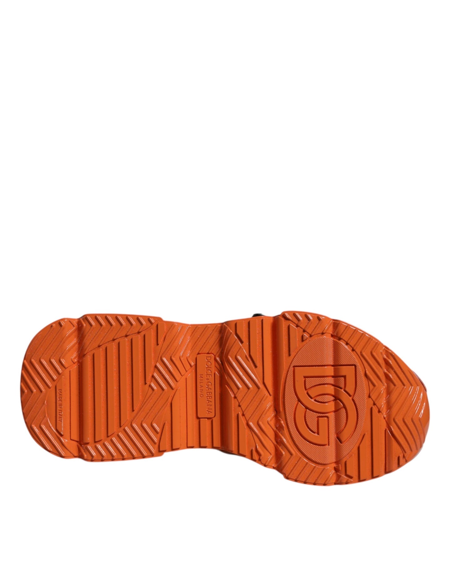 Dolce &amp; Gabbana – Orangefarbene, klobige High-Top-Sneakers mit mehreren Einsätzen