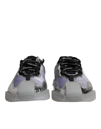 Dolce &amp; Gabbana Silber Schwarz Nylon NS1 Low Top Sneakers Schuhe