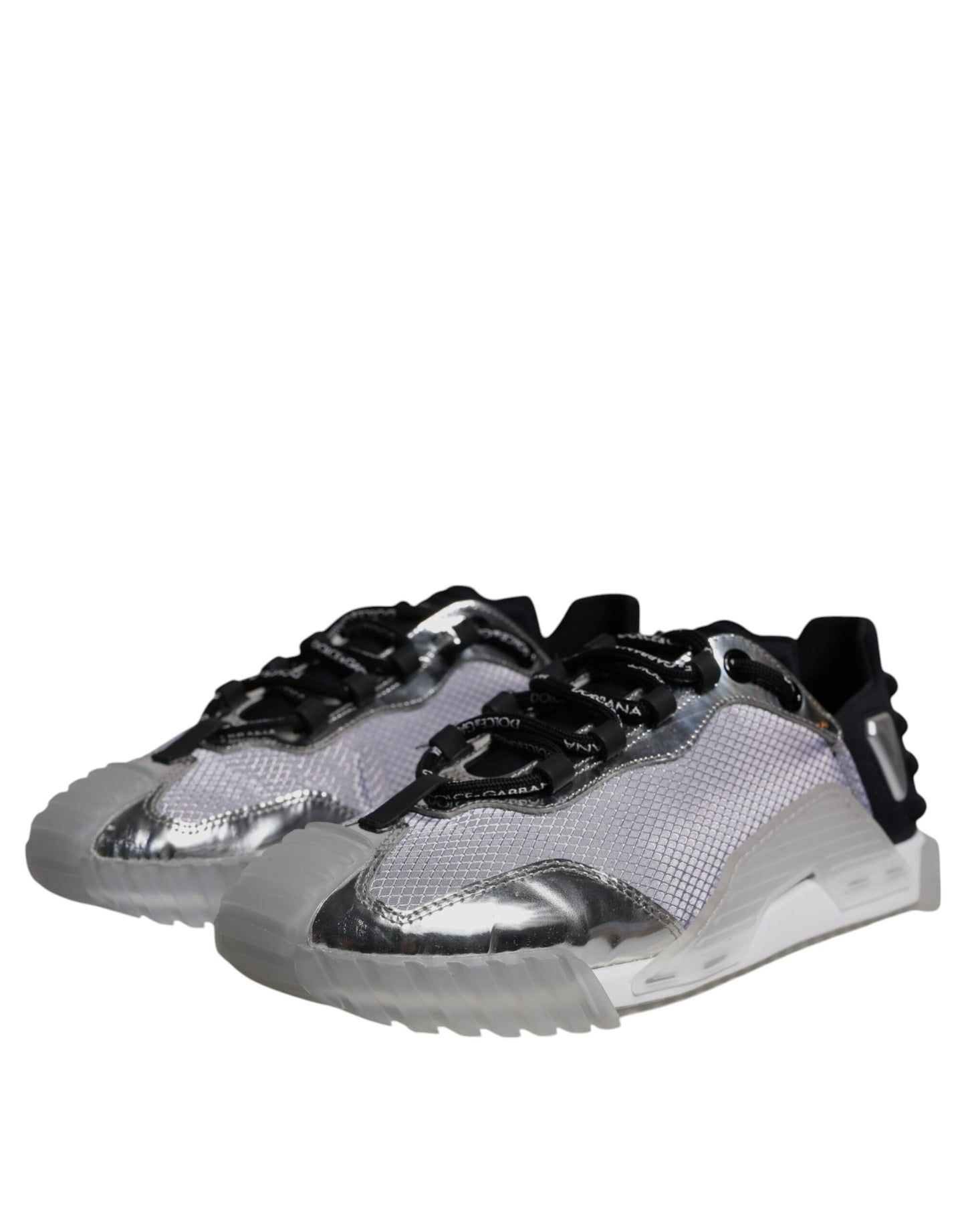 Dolce &amp; Gabbana Silber Schwarz Nylon NS1 Low Top Sneakers Schuhe