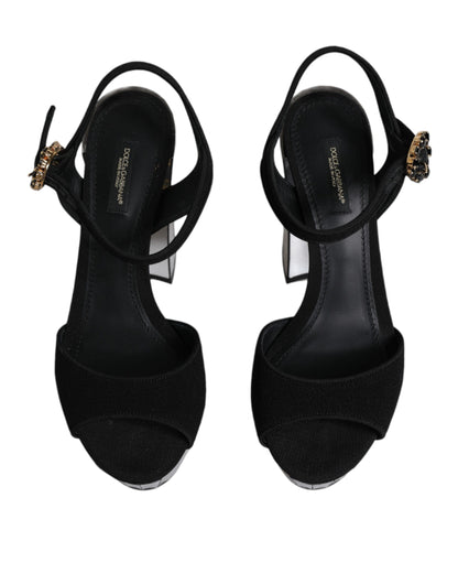 Dolce &amp; Gabbana Schwarze Spiegel-Plateau-Sandalen