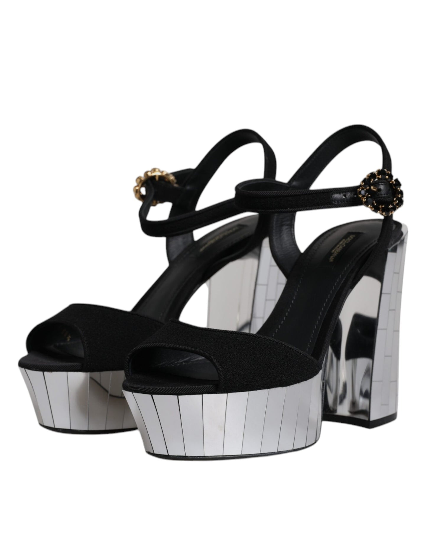 Dolce &amp; Gabbana Schwarze Spiegel-Plateau-Sandalen