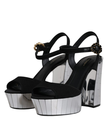 Dolce &amp; Gabbana Schwarze Spiegel-Plateau-Sandalen