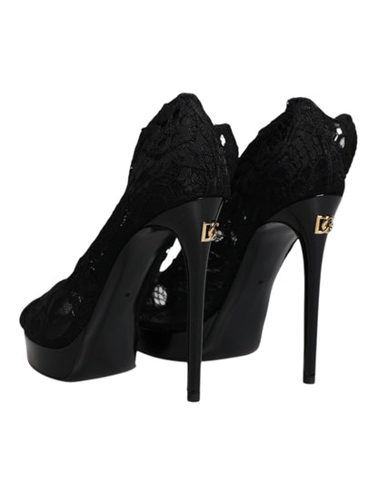 Dolce &amp; Gabbana – Schwarze Taormina-Stiefel mit Stretch-Spitze