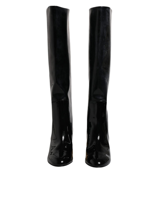 Dolce &amp; Gabbana – Schwarze Vally High-Stiefel aus Lackleder