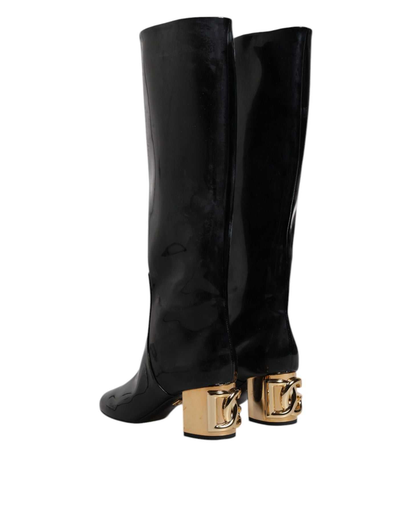 Dolce &amp; Gabbana – Schwarze Vally High-Stiefel aus Lackleder