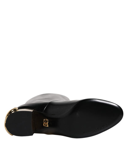 Dolce &amp; Gabbana – Schwarze Vally High-Stiefel aus Lackleder