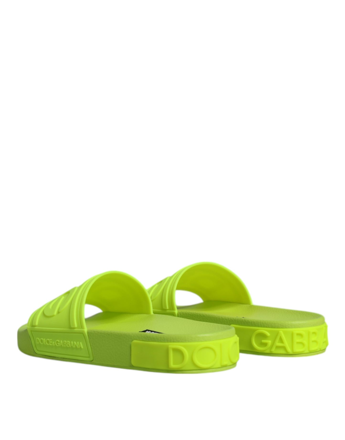 Dolce &amp; Gabbana Grüne Gummi-Slides Sandalen Beachwear Schuhe