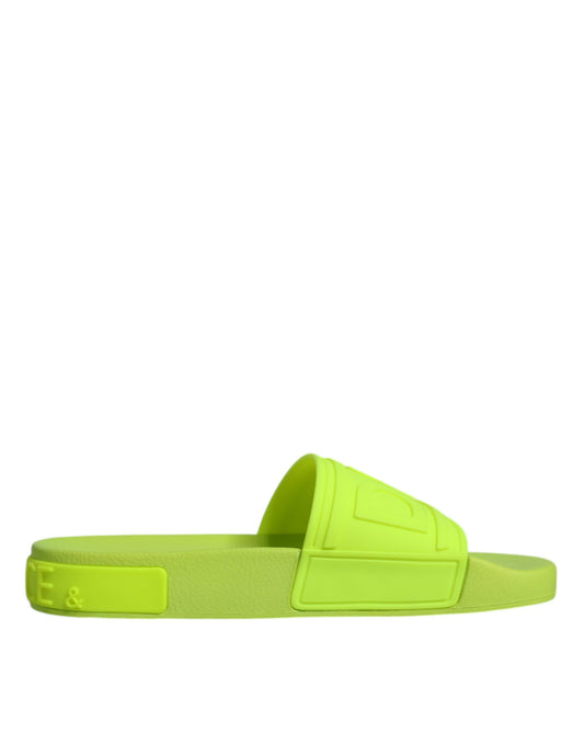 Dolce &amp; Gabbana Grüne Gummi-Slides Sandalen Beachwear Schuhe
