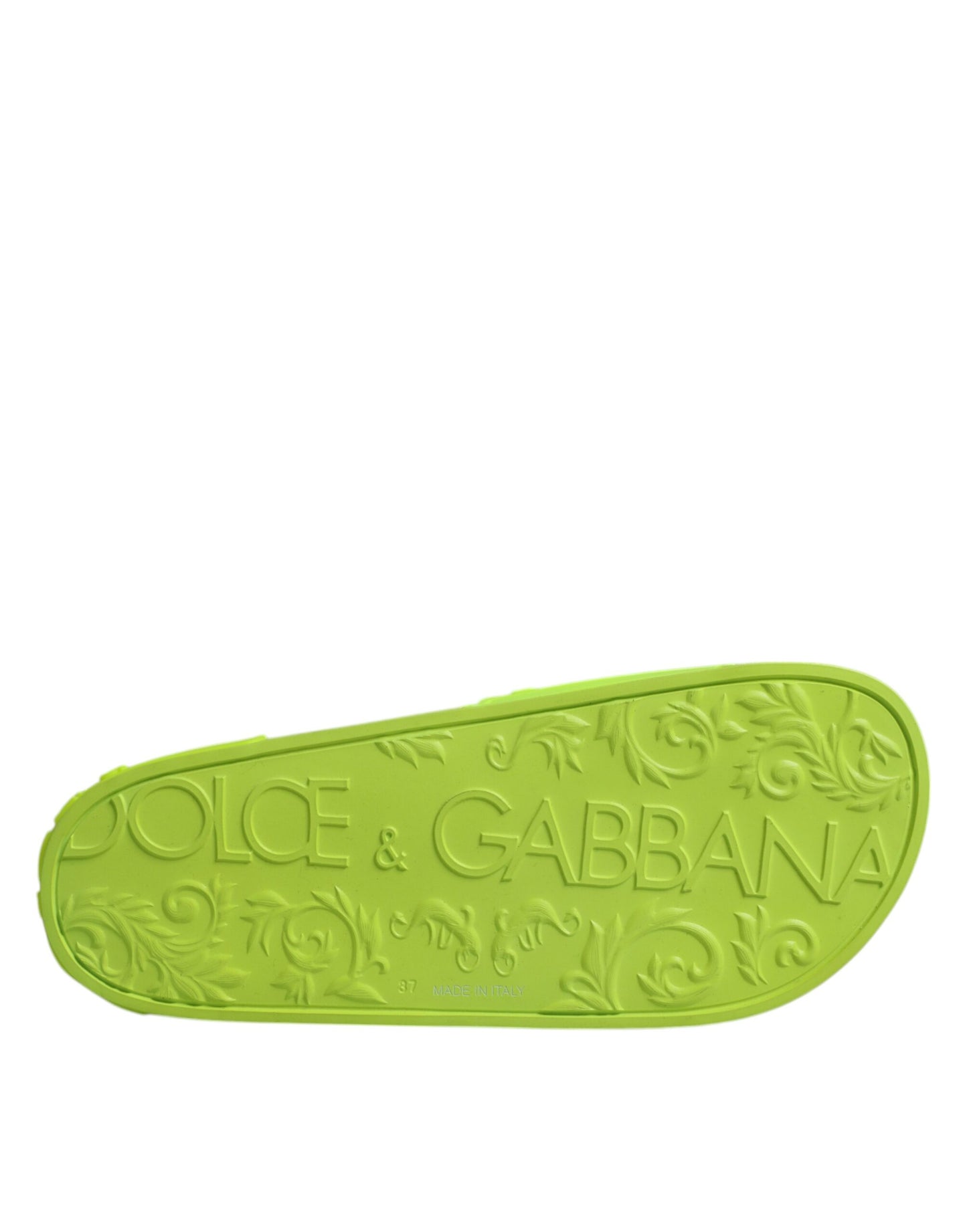 Dolce &amp; Gabbana Grüne Gummi-Slides Sandalen Beachwear Schuhe