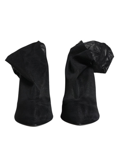 Dolce &amp; Gabbana – Sockenstiefel aus Stretch-Mesh in Schwarz aus Seide