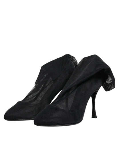 Dolce &amp; Gabbana – Sockenstiefel aus Stretch-Mesh in Schwarz aus Seide