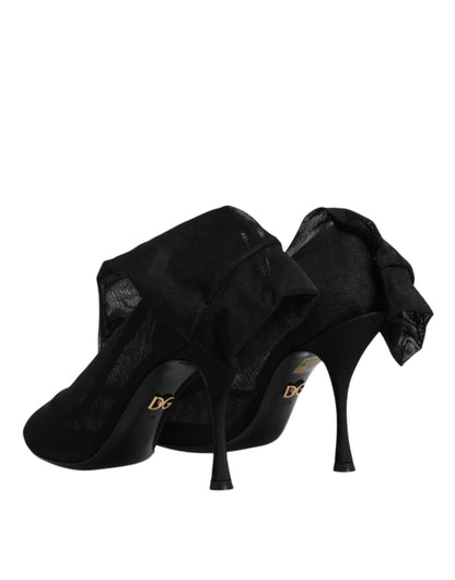 Dolce &amp; Gabbana – Sockenstiefel aus Stretch-Mesh in Schwarz aus Seide