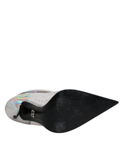 Dolce &amp; Gabbana Silber schillernde spitze kurze Stiefel Schuhe