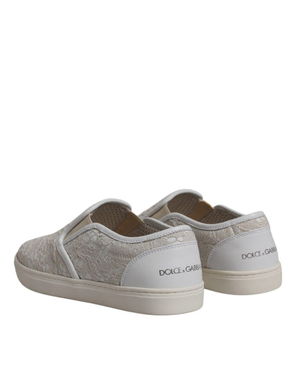 Dolce &amp; Gabbana – Slipper-Schuhe aus weißer Blumenspitze