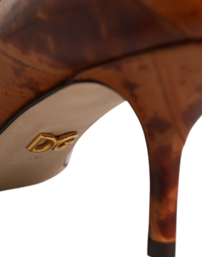 Dolce &amp; Gabbana – Pumps aus braunem Leder mit Kitten Heels