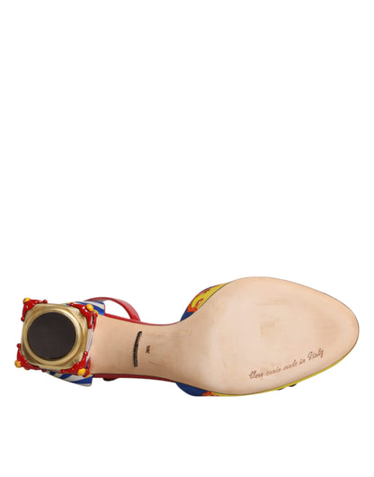 Mehrfarbige Carretto-Kristallpelz-Sandalen von Dolce &amp; Gabbana