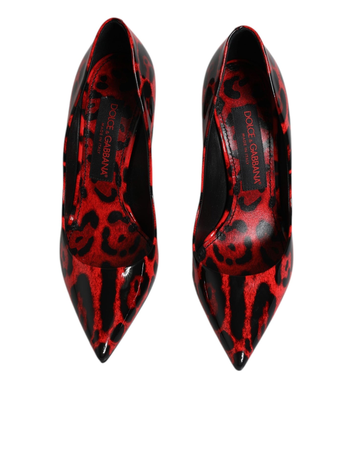Dolce &amp; Gabbana Rote Leoparden-Leder-Stiletto-High-Heels-Pumps-Schuhe