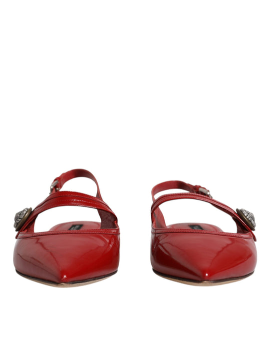 Dolce &amp; Gabbana Rote Leder Slingback-Sandalen