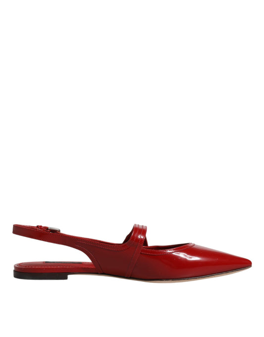 Dolce &amp; Gabbana Rote Leder Slingback-Sandalen