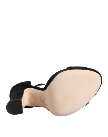 حذاء دولتشي آند غابانا أسود من الجلد بكعب عالٍ