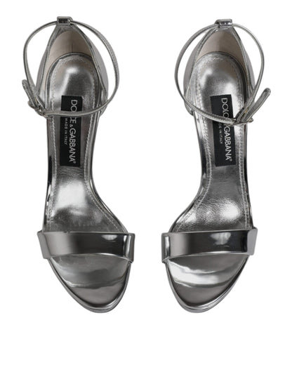 Dolce &amp; Gabbana Silber KEIRA Heels Knöchelriemen Sandalen Schuhe