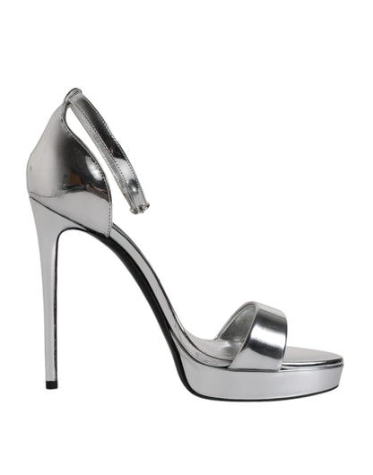 Dolce &amp; Gabbana Silber KEIRA Heels Knöchelriemen Sandalen Schuhe