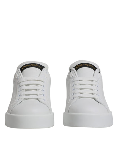 Dolce &amp; Gabbana Klassische Low-Top-Sneakers aus weißem Leder