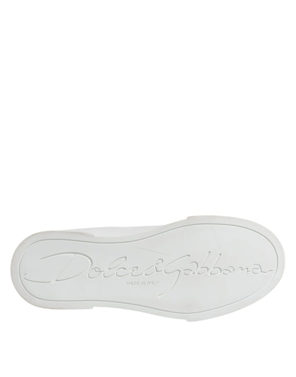 Dolce &amp; Gabbana Klassische Low-Top-Sneakers aus weißem Leder