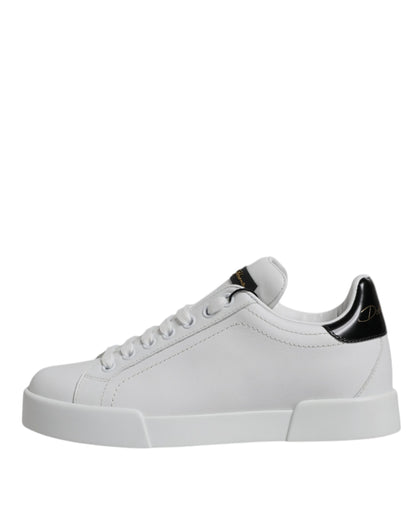 Dolce &amp; Gabbana Klassische Low-Top-Sneakers aus weißem Leder