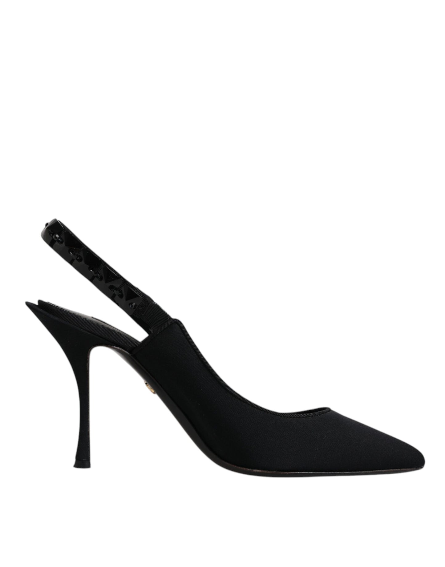 Dolce &amp; Gabbana – Schwarze, verzierte Charmeuse-Slingback-Schuhe