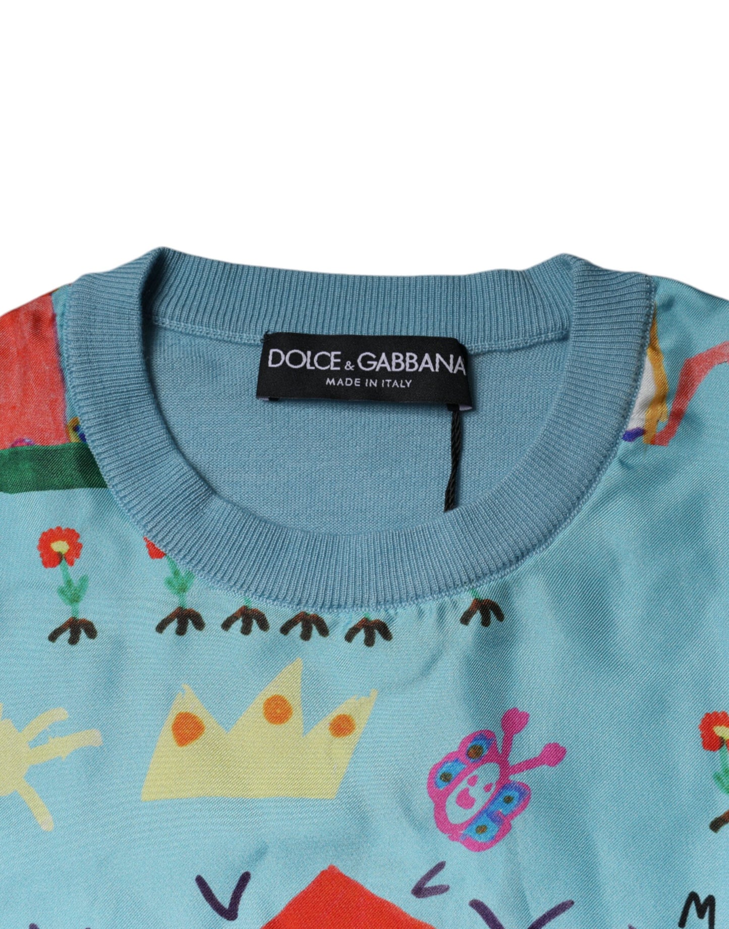 Dolce &amp; Gabbana – Ärmelloses Tanktop aus Kaschmir in Blau mit Zeichnung