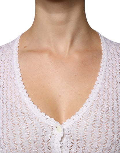 Dolce &amp; Gabbana – Weißer Cardigan aus Seide mit Knopfleiste