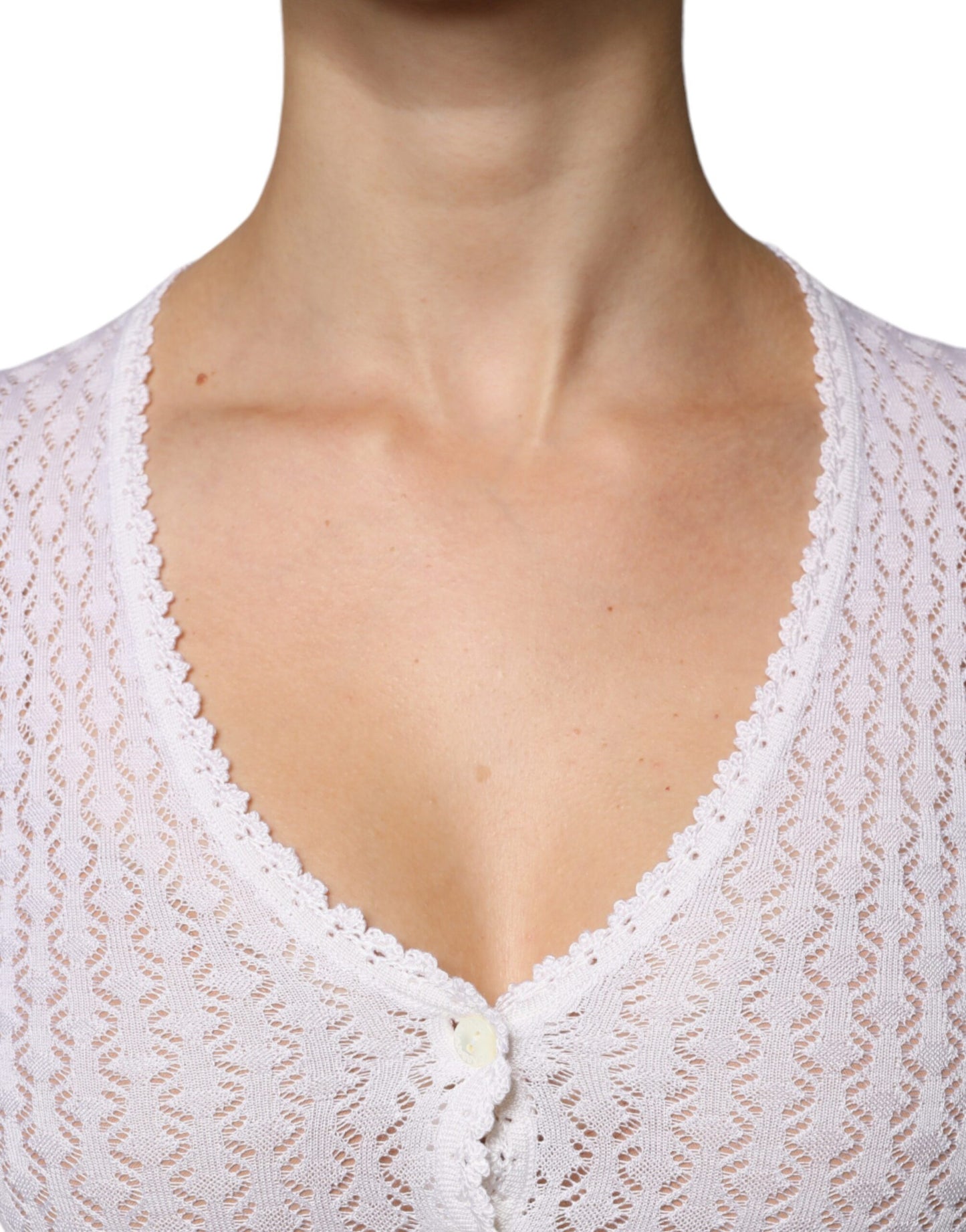 Dolce &amp; Gabbana – Weißer Cardigan aus Seide mit Knopfleiste