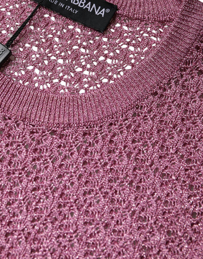 Dolce &amp; Gabbana, durchsichtiges, ärmelloses Tanktop aus Netzstoff in Rosa