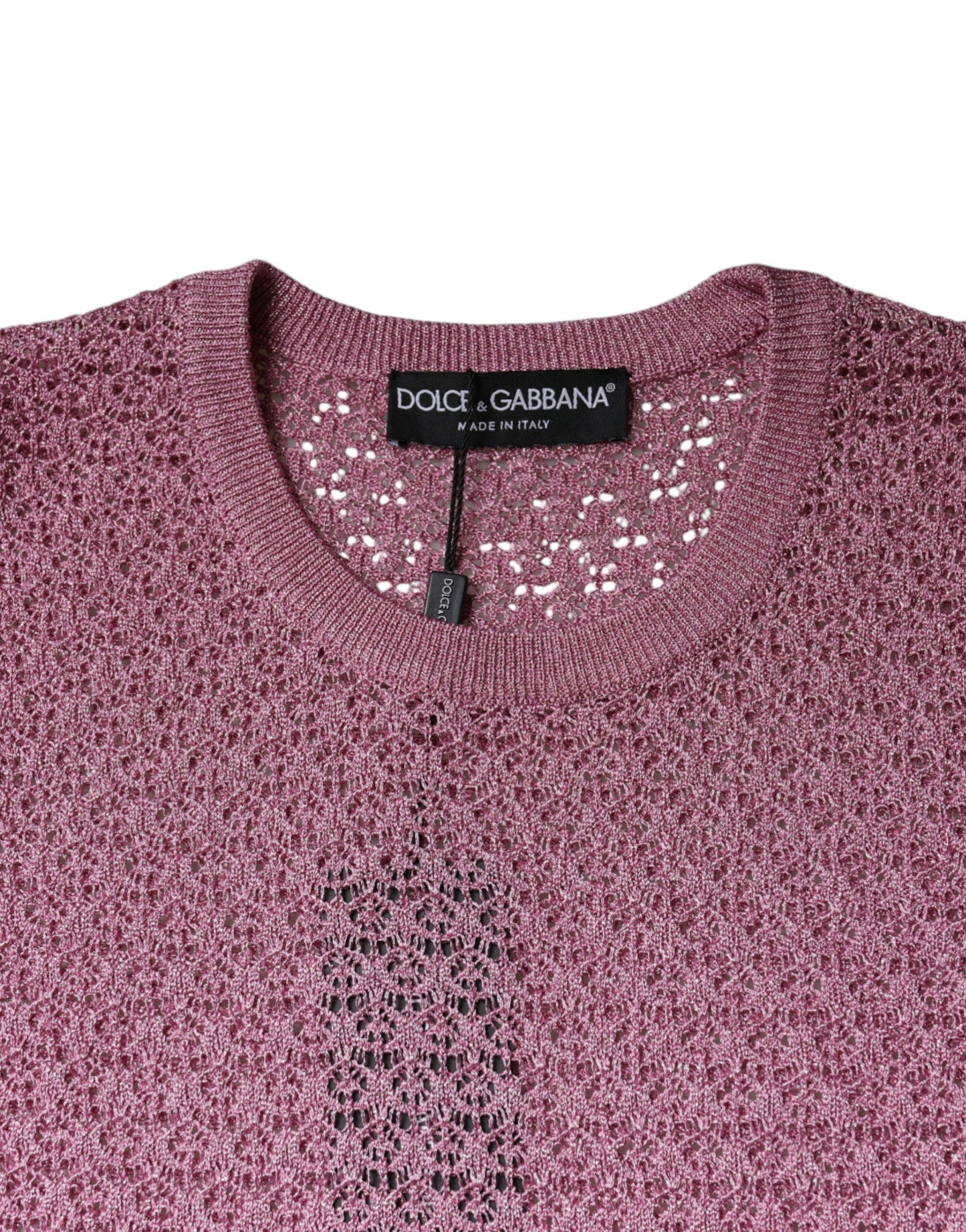 Dolce &amp; Gabbana, durchsichtiges, ärmelloses Tanktop aus Netzstoff in Rosa