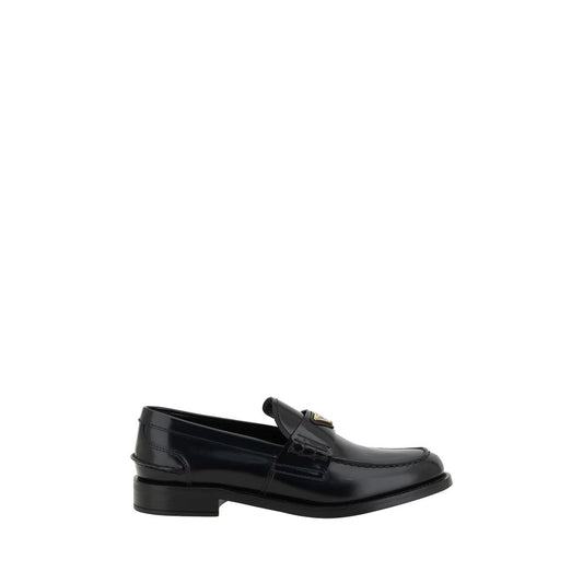 Prada – Schwarze Loafer aus Leder mit Logo