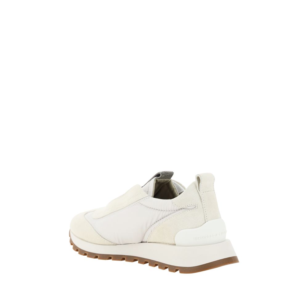 Brunello Cucinelli Weiße Gummi-Sneaker mit niedrigem Schaft