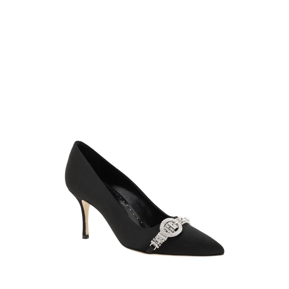 Manolo Blahnik Schwarze Asapump-Pumps aus Satin