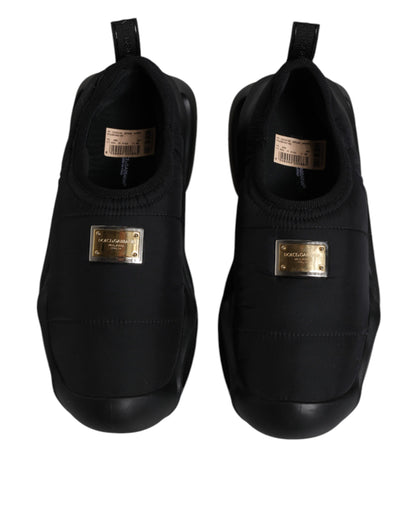 Dolce &amp; Gabbana – Schwarze Slip-On-Wave-Low-Top-Sneakers für Herren