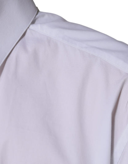 Dolce &amp; Gabbana Weißes Langarmhemd aus Baumwolle in Gold