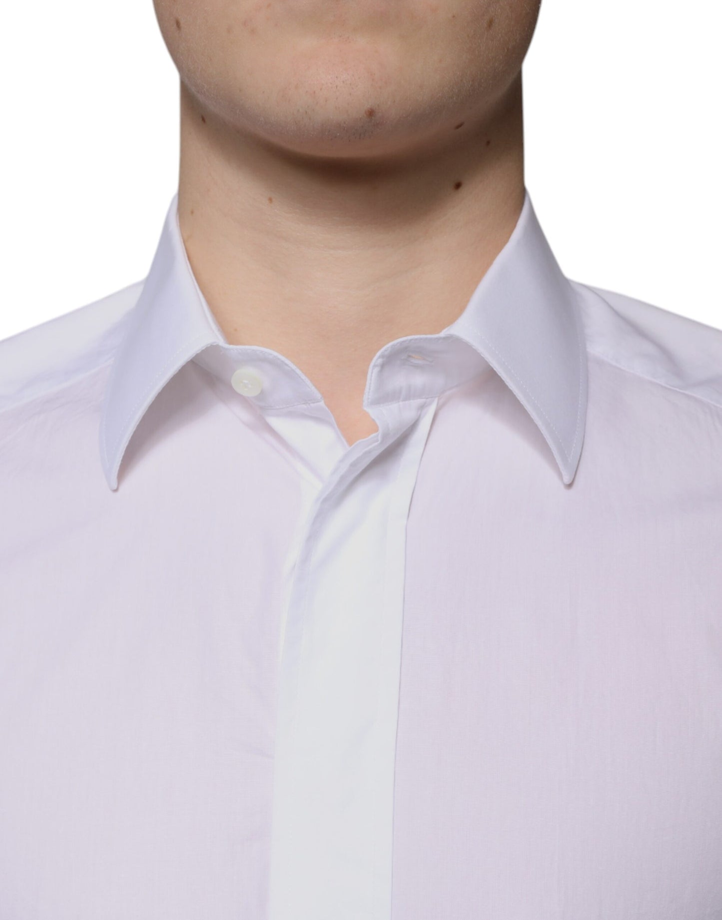 Dolce &amp; Gabbana Weißes Slim Fit GOLD Herrenhemd aus Baumwolle