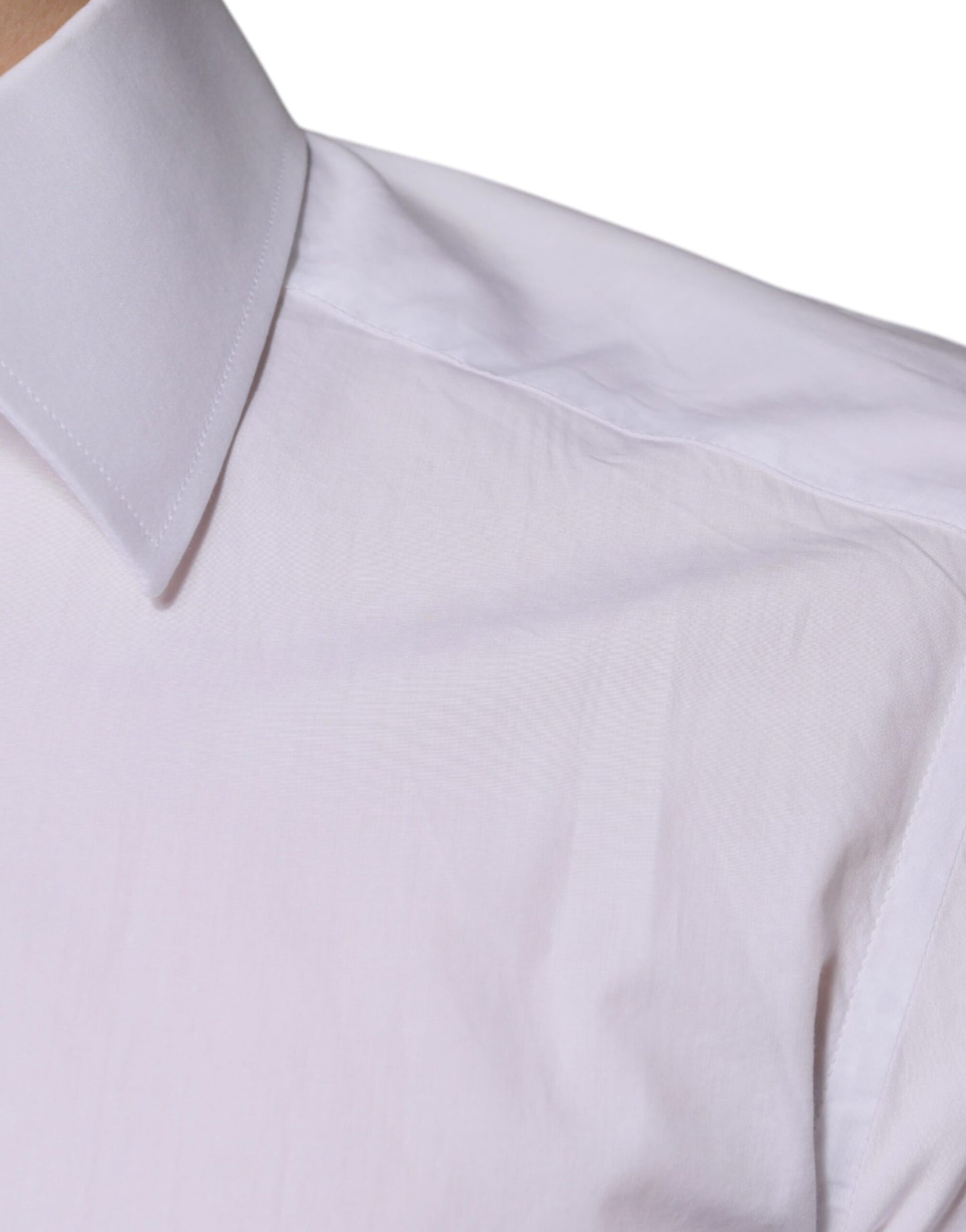 Dolce &amp; Gabbana Weißes Slim Fit GOLD Herrenhemd aus Baumwolle