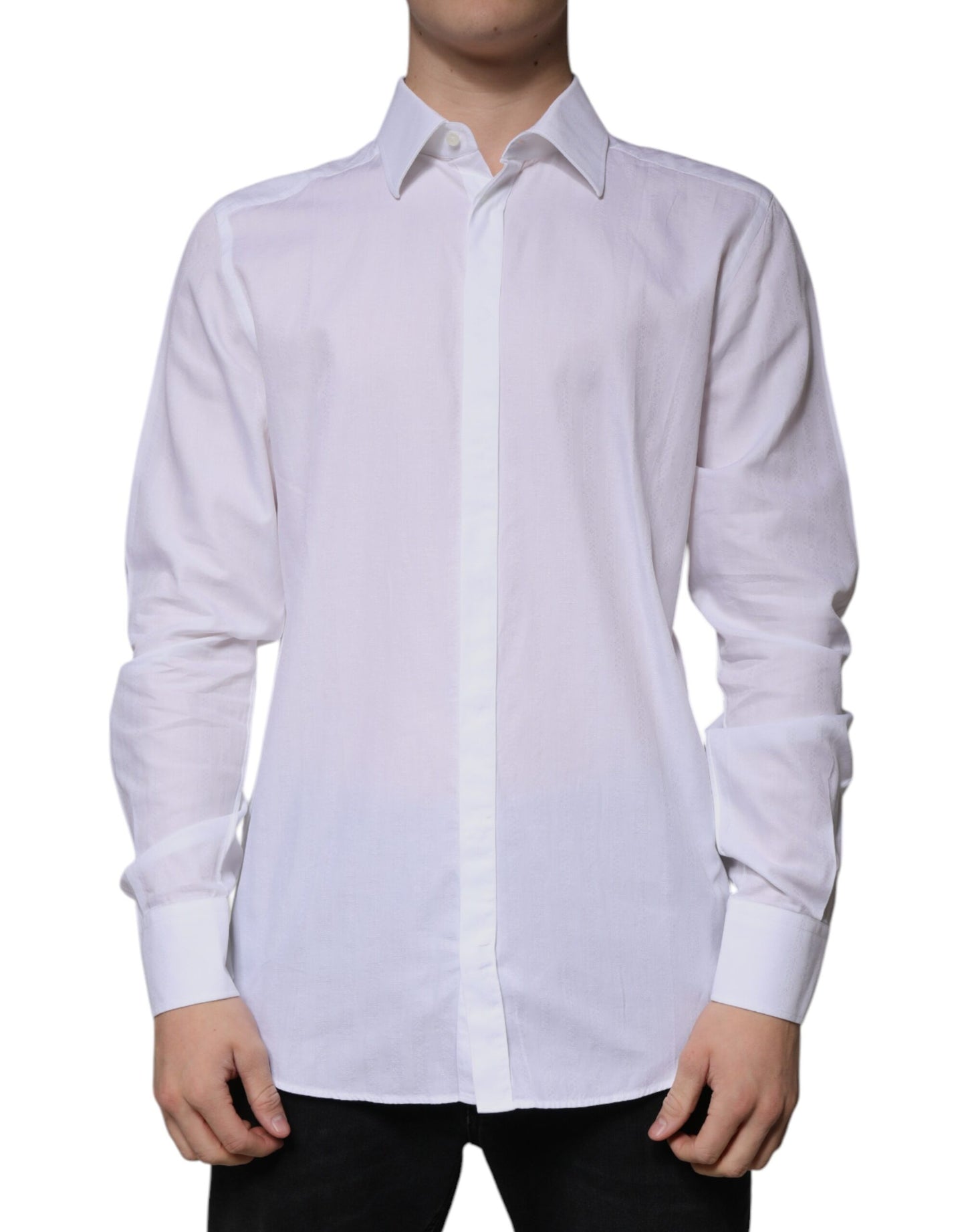 Dolce &amp; Gabbana – Slim Fit – Formelles GOLD-Hemd aus weißer Baumwolle