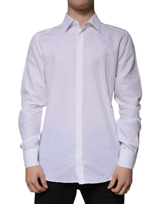 Dolce &amp; Gabbana – Slim Fit – Formelles GOLD-Hemd aus weißer Baumwolle
