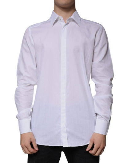Dolce &amp; Gabbana – Slim Fit – Formelles GOLD-Hemd aus weißer Baumwolle