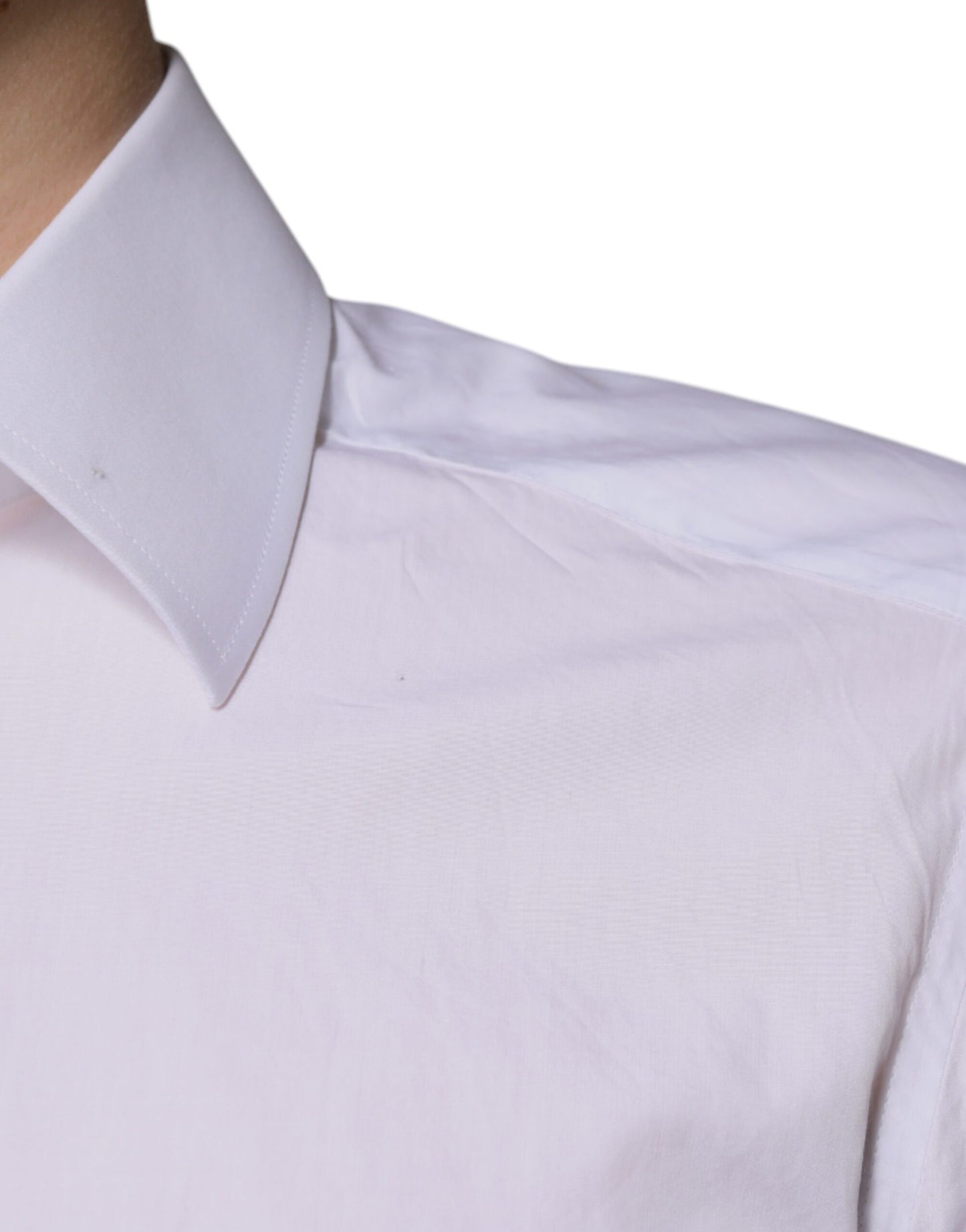 Dolce &amp; Gabbana Weißes Slim Fit Herrenhemd aus Baumwolle in Gold