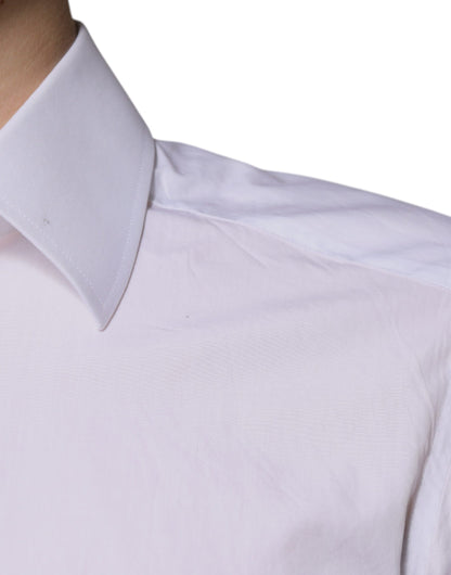 Dolce &amp; Gabbana Weißes Slim Fit Herrenhemd aus Baumwolle in Gold